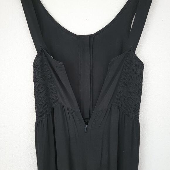Madewell Smocked Black Button Front Wide Leg Sleeveless Jumper One Piece Size 2 - Picture 10 of 11